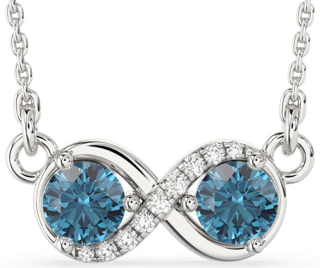 Blue Diamond Silver Infinity Necklace