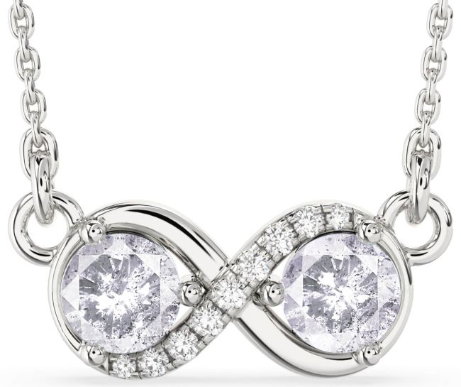 Salt & Pepper Diamond Silver Infinity Necklace