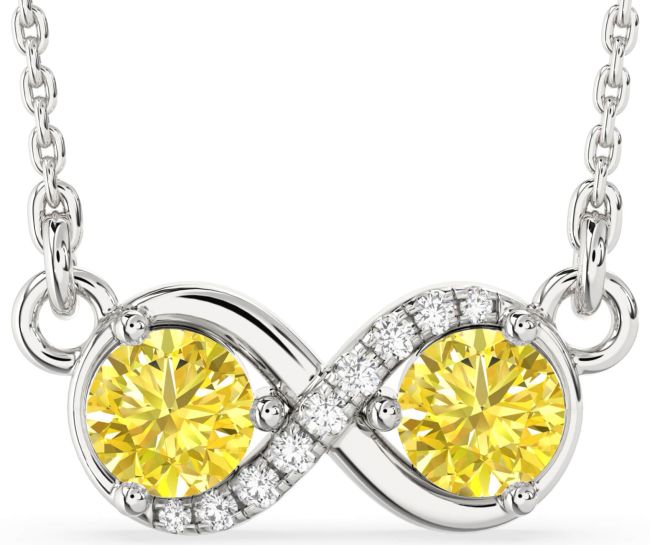 Yellow Diamond Silver Infinity Necklace