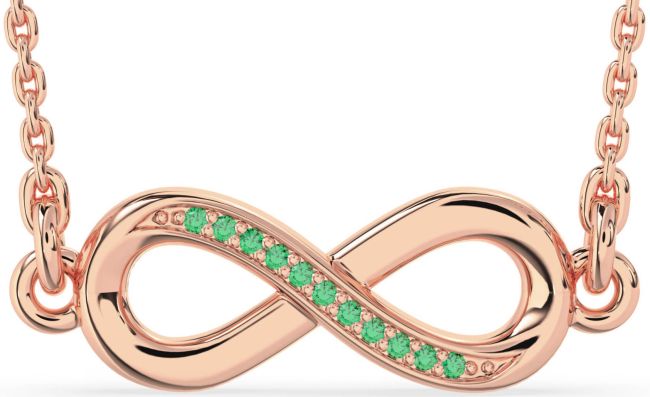 Emerald Rose Gold Infinity Necklace