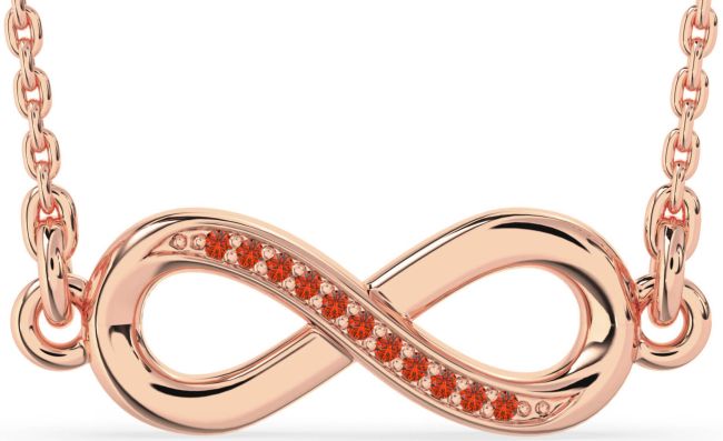 Fire Opal Rose Gold Infinity Necklace