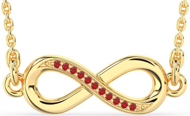 Ruby Gold Silver Infinity Necklace