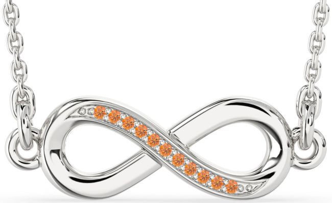 Citrine Platinum Infinity Necklace
