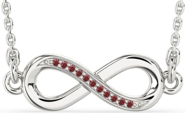 Garnet Silver Infinity Necklace
