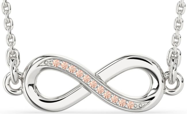 Morganite Silver Infinity Necklace
