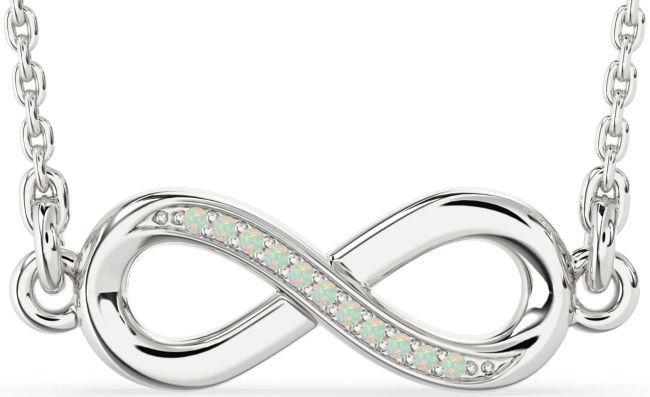 Opal Platinum Infinity Necklace