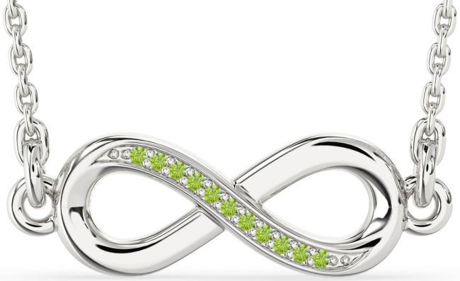 Peridot Platinum Infinity Necklace