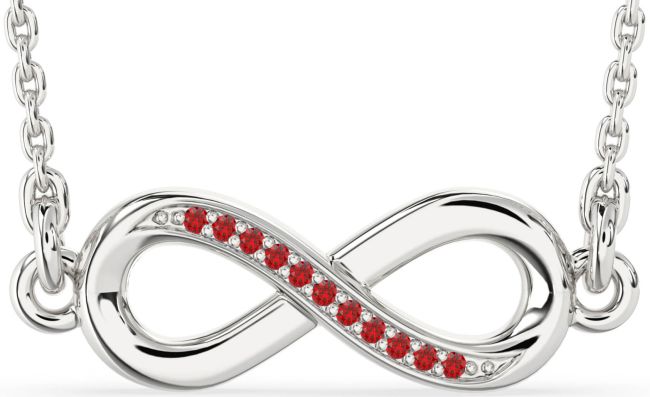Ruby Silver Infinity Necklace