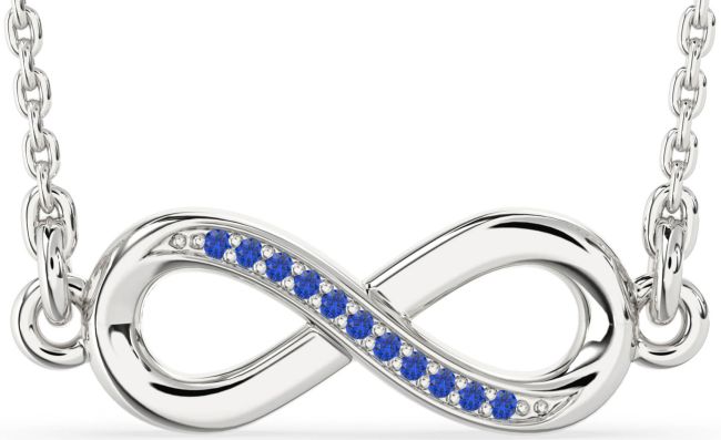 Blue Sapphire Silver Infinity Necklace