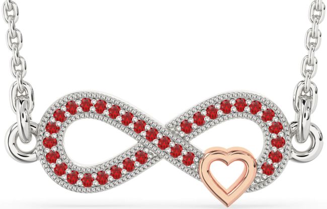 Ruby Rose Gold Silver Infinity Heart Necklace