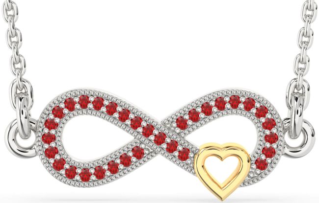 Ruby Gold Silver Infinity Heart Necklace