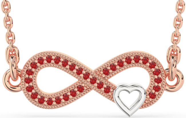 Ruby Rose Gold Silver Infinity Heart Necklace