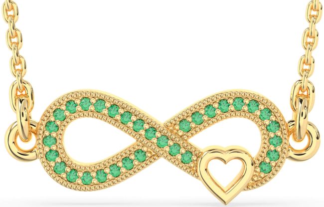 Emerald Gold Infinity Heart Necklace