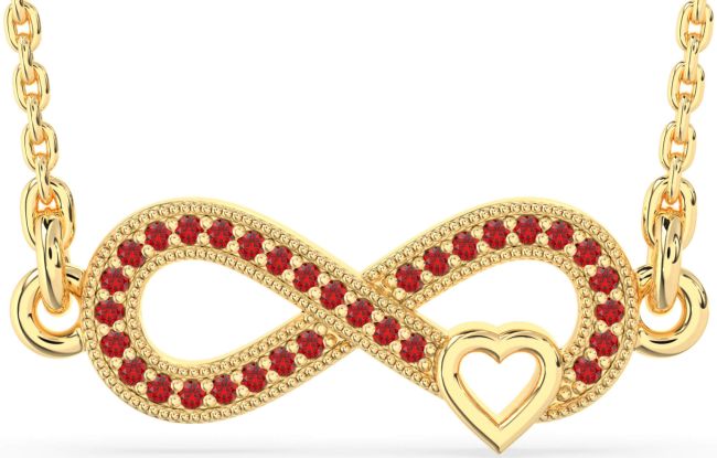 Ruby Gold Infinity Heart Necklace