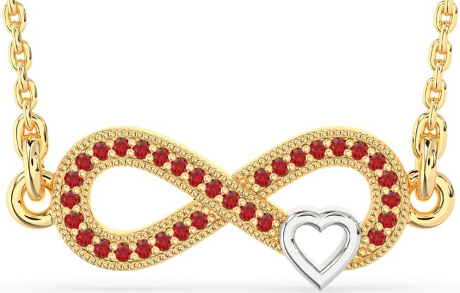 Ruby Gold Silver Infinity Heart Necklace