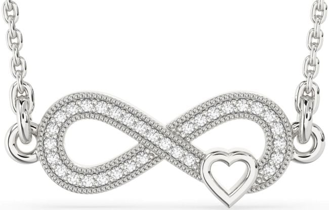 Diamond White Gold Infinity Heart Necklace