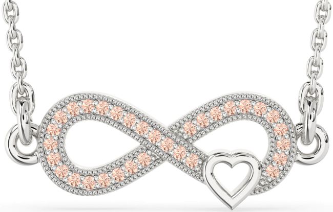 Morganite Silver Infinity Heart Necklace