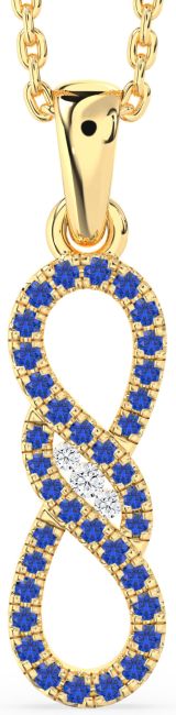 Diamond & Blue Sapphire Gold Silver Infinity Necklace