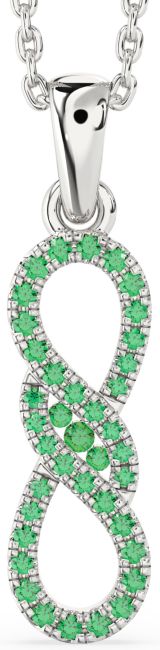 Emerald Silver Infinity Necklace