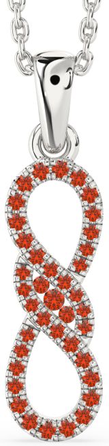Fire Opal Silver Infinity Necklace