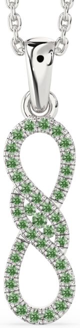 Green Diamond Silver Infinity Necklace