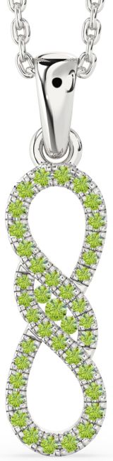 Peridot Silver Infinity Necklace