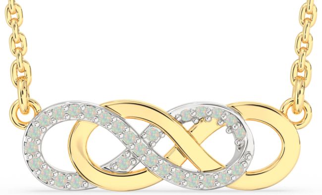 Opal Gold Silver Infinity Necklace