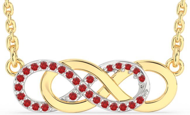 Ruby Gold Silver Infinity Necklace