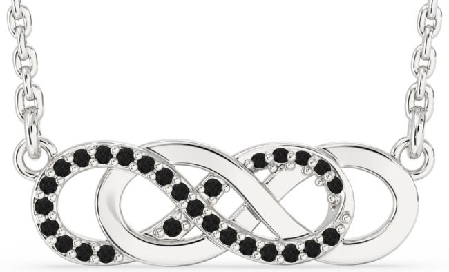 Black Diamond Silver Infinity Necklace