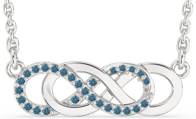 Blue Diamond Silver Infinity Necklace