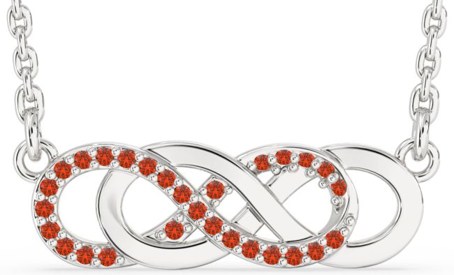 Fire Opal Platinum Infinity Necklace