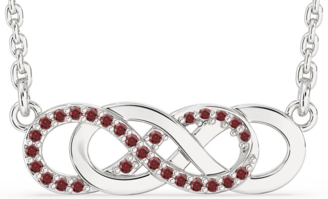 Garnet Silver Infinity Necklace