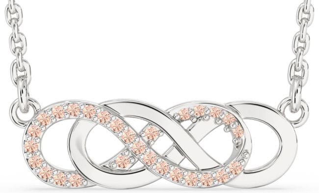 Morganite Silver Infinity Necklace