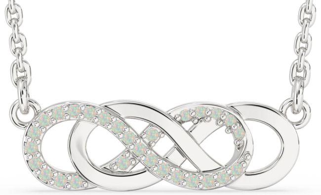 Opal Silver Infinity Necklace