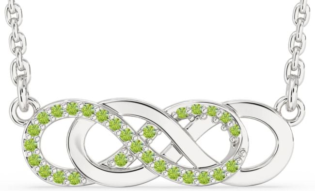 Peridot Silver Infinity Necklace