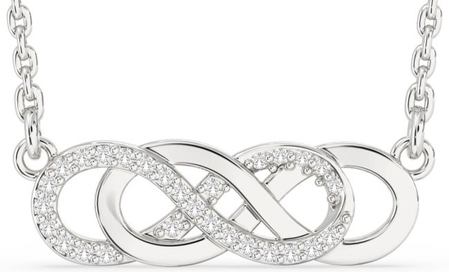 White Sapphire Silver Infinity Necklace