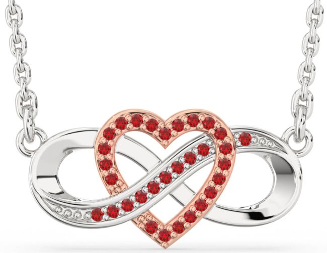 Ruby Rose Gold Silver Infinity Heart Necklace