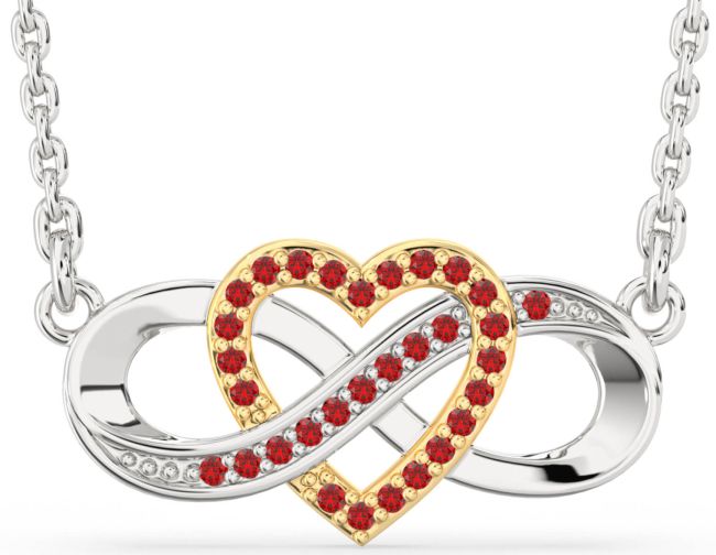 Ruby Gold Silver Infinity Heart Necklace