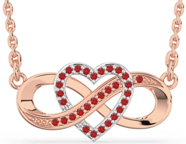 Ruby Rose Gold Silver Infinity Heart Necklace