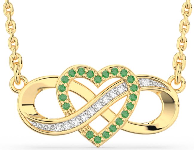 Diamond & Emerald Gold Infinity Heart Necklace