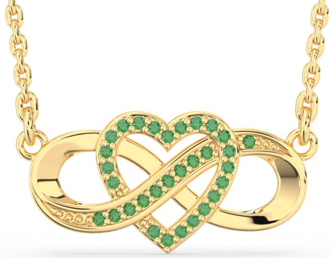 Emerald Gold Infinity Heart Necklace