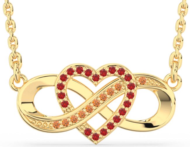 Ruby & Citrine Gold Infinity Heart Necklace