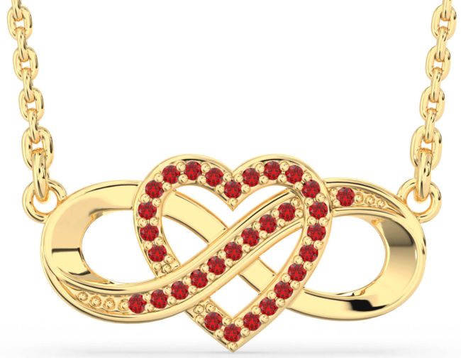 Ruby Gold Silver Infinity Heart Necklace