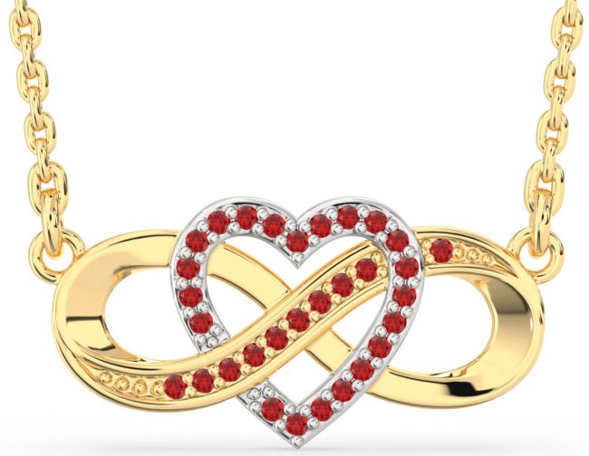Ruby Gold Silver Infinity Heart Necklace