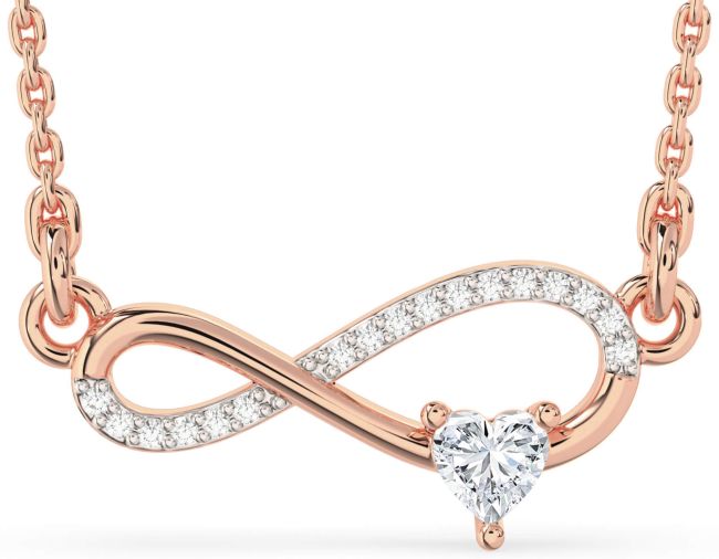Diamond Rose Gold Infinity Heart Necklace
