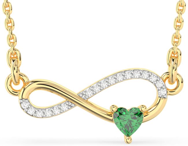 Diamond & Emerald Gold Infinity Heart Necklace