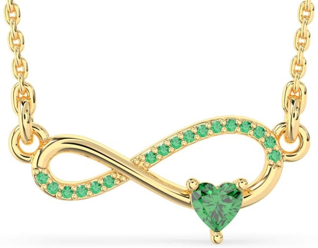 Emerald Gold Infinity Heart Necklace