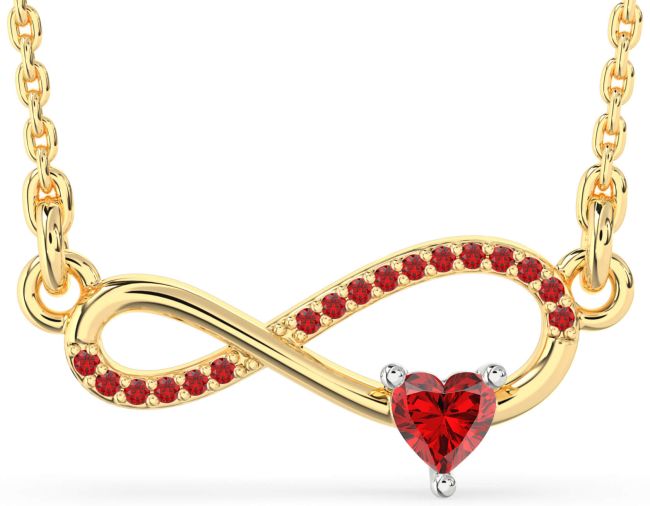 Ruby Gold Silver Infinity Heart Necklace