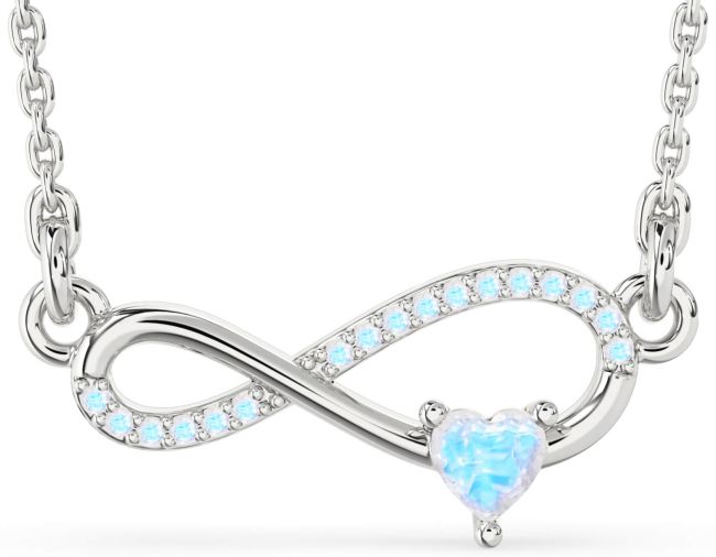 Moonstone Silver Infinity Heart Necklace