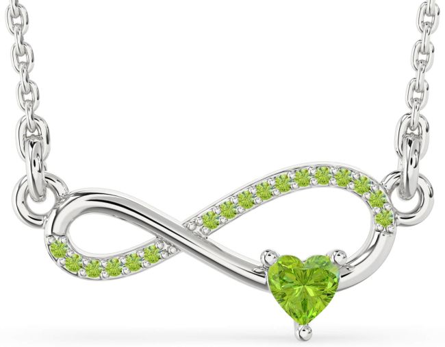 Peridot Silver Infinity Heart Necklace